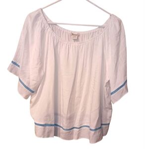 Ariat Navy White Blouse with Blue Trim  Sz M